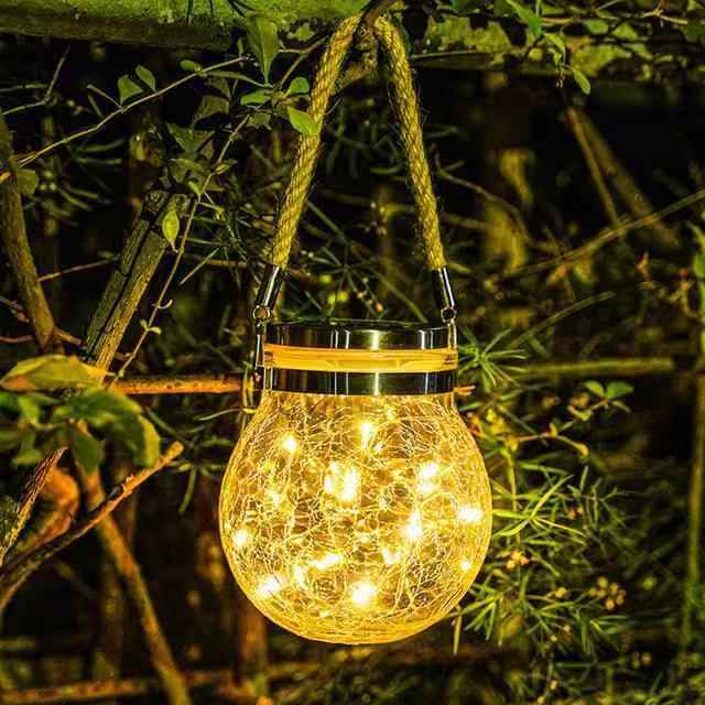 Kersversiering LED Sonkrag Glas Crackle Ball Hangligte